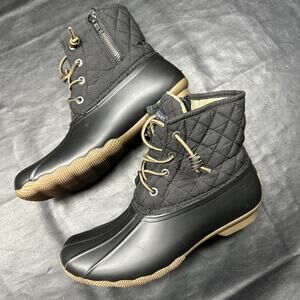 Sperry Waterproof Saltwater Quilted Duck Rain Snow Boot Black Size 8.5 330